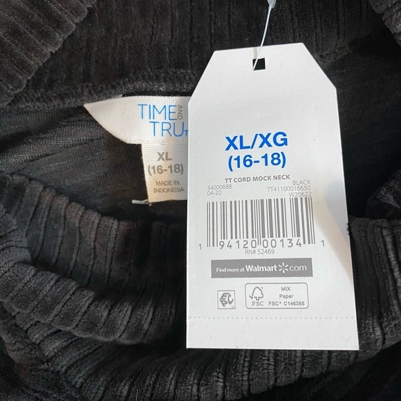 NWT  TIME And TRU Women's XL Oversized Corduroy Mock Neck Top Sweater Pullover - Picture 4 of 4